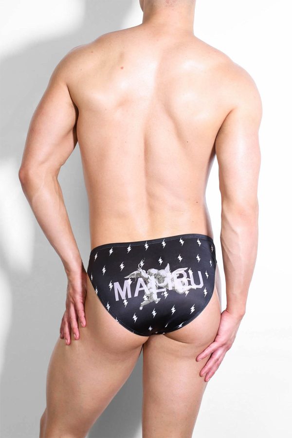 Men s Slimmer Bulge Briefs - Black Lightning Bolt Hot on Sale