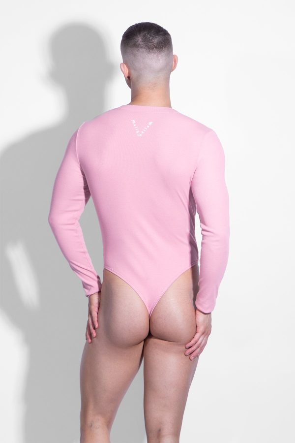 Infinity Long Sleeve Button Up Bodysuit - Blush Pink Hot on Sale