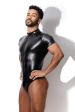 Vegan Leather Zipper Bodysuit Sale