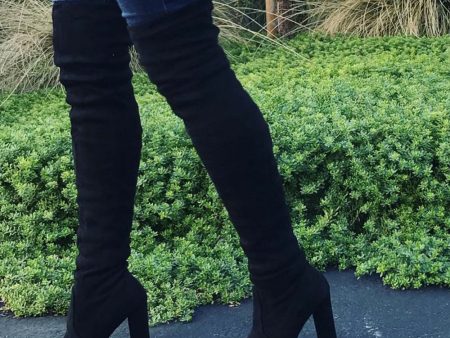 ❤ Best Seller ❤Nikie black faux suede boots over knee For Cheap