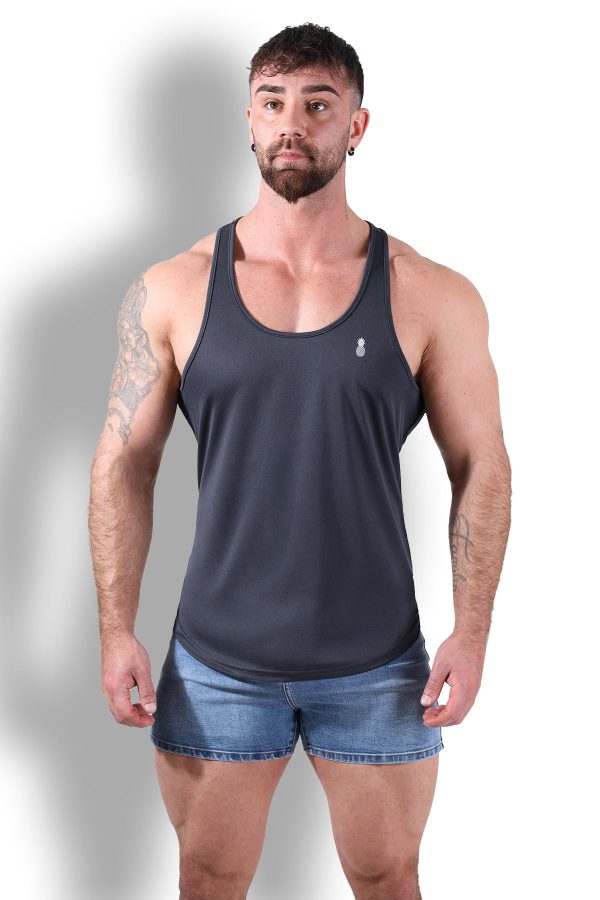 JJ Cool-Dry Gym Stringer - Dark Grey For Discount