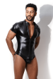 Vegan Leather Zipper Bodysuit Sale