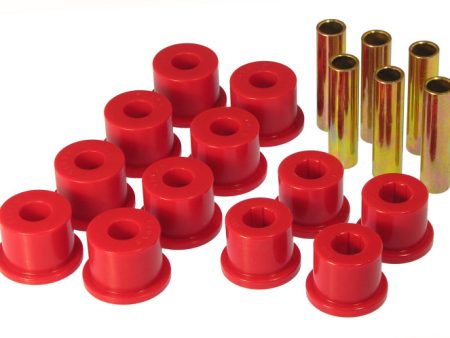 Prothane GM Rear Spring & Shackle Bushings (w  1.5in OD Frame Shackle Bush) - Red Supply