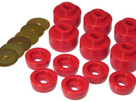 Prothane 07-14 Chevy Silverado Body Mount 12 Bushing Kit - Red Cheap